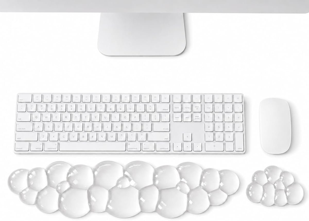 Giecy — Set repose-poignet clavier + souris en gel translucide, antidérapant